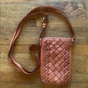 MARTA PONTI Made In Portugal Leather Phone Crossbody With Woven Detail